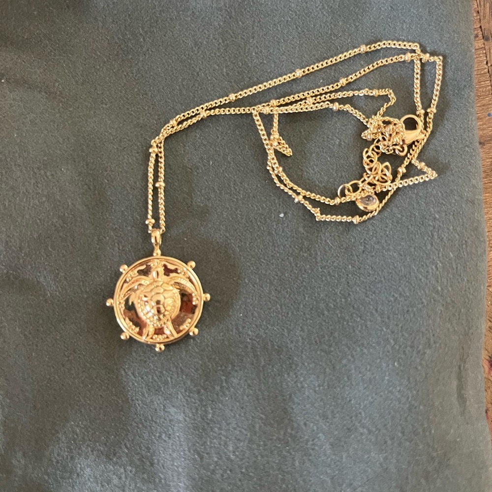 Gold sea turtle Pendant Necklace